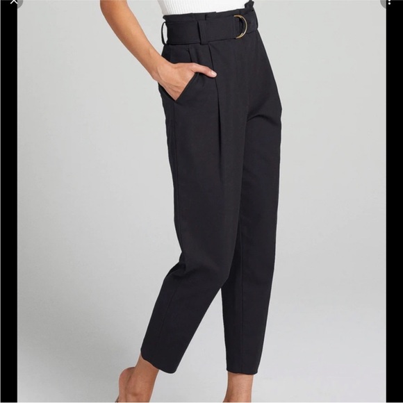 A.L.C. Diego Pleated Paperbag Waist Pants Black size 4 - Picture 1 of 9